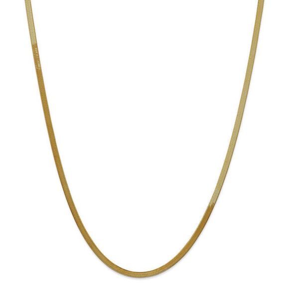 3mm, 14k Yellow Gold, Solid Herringbone Chain Necklace, 18 Inch - Picture 3 of 8